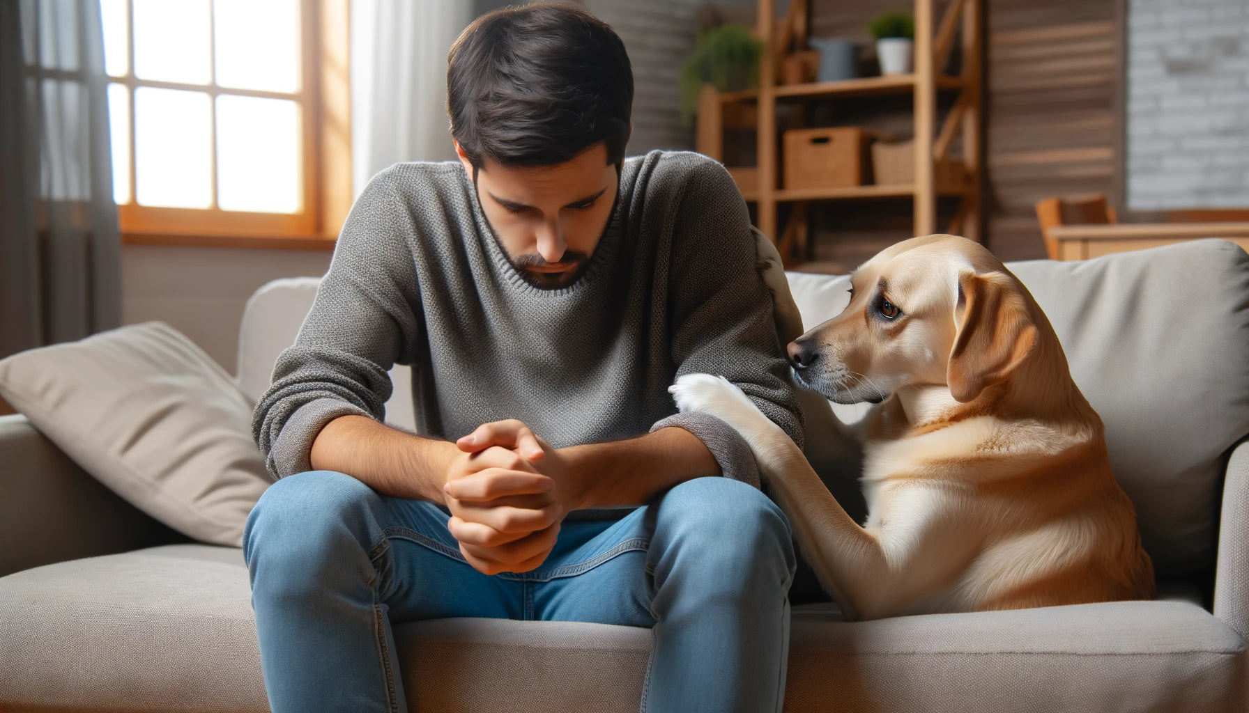 Dog Comforting Owner